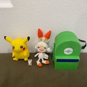 Pokémon bundle plush Pikachu and Scorbunny, Cubone key chain and Pokémon toy